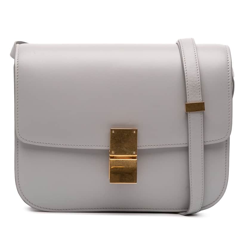 Celine Medium Calfskin Classic Box Grey Leather Good condition - Front View