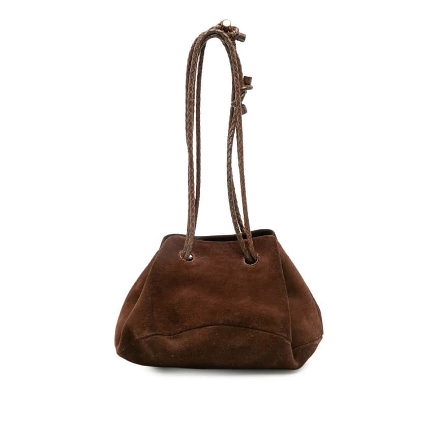 Bottega Veneta Suede Bucket Bag Brown Leather Good condition - Front View