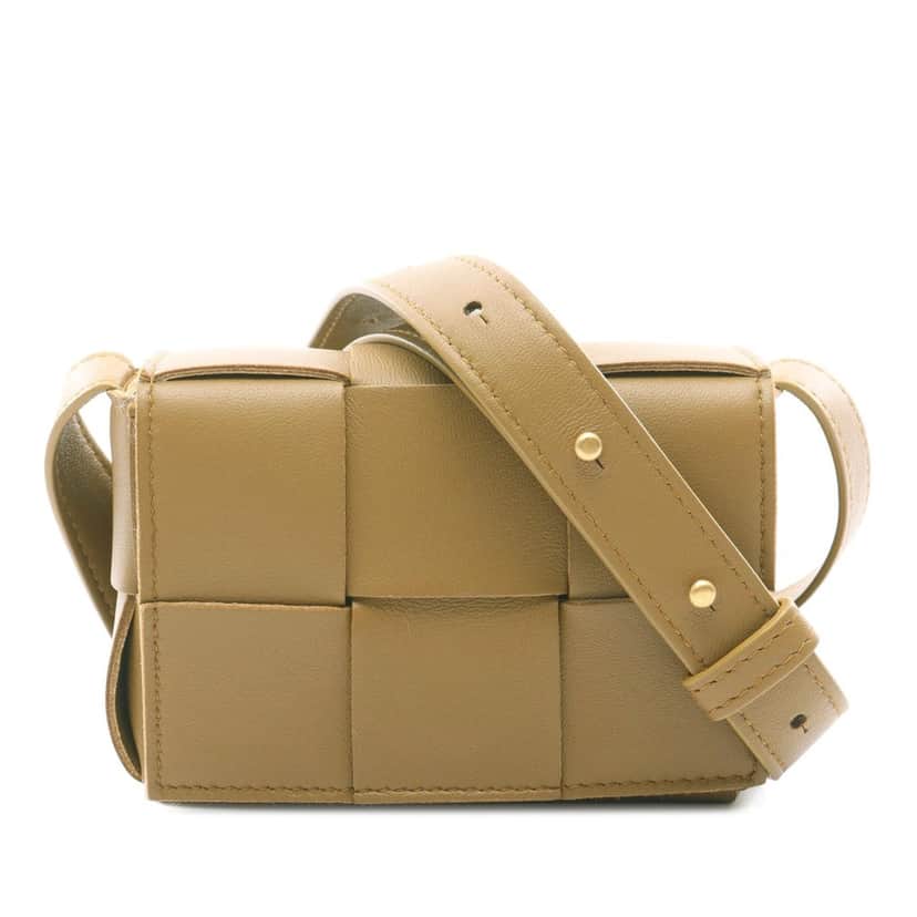 Bottega Veneta Candy Nappa Intrecciato Cassette Crossbody Brown Leather Good condition - Front View