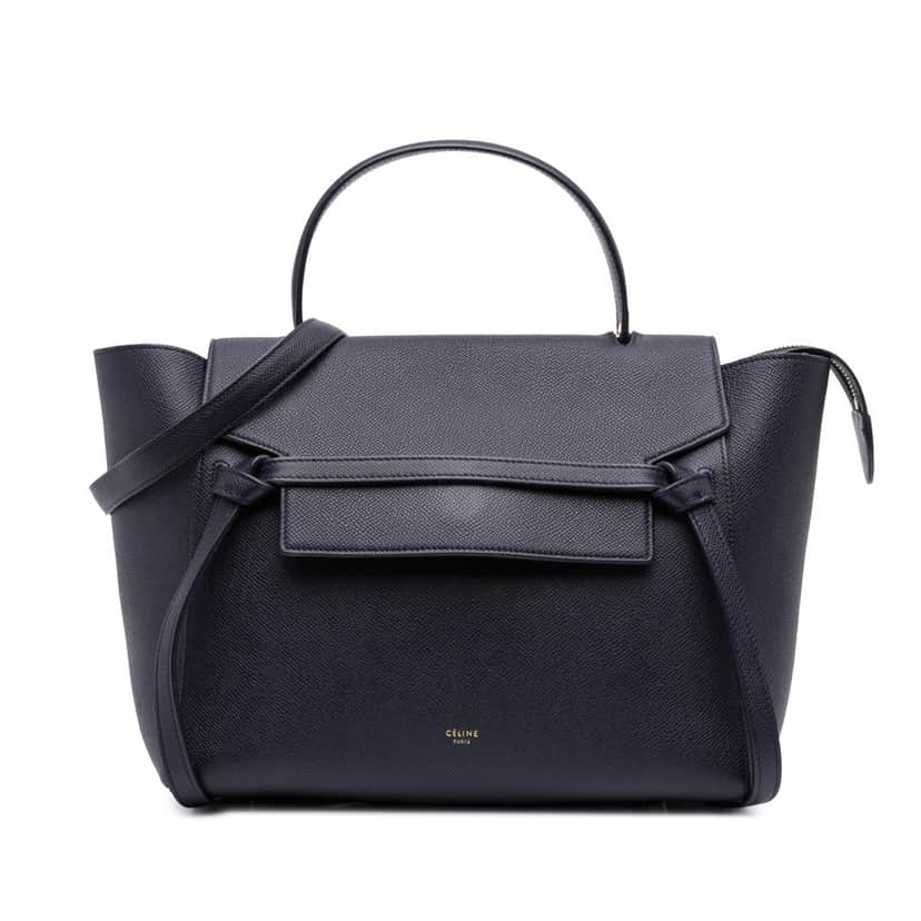 Celine Mini Grained Calfskin Belt Bag Blue Leather Good condition - Front View