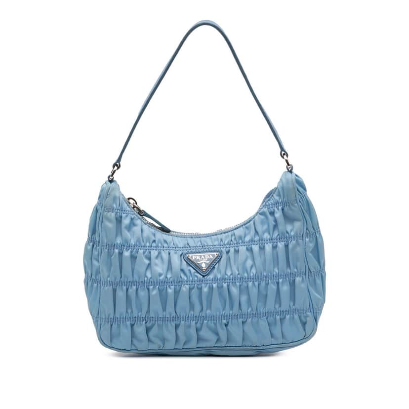 Prada Tessuto Gaufre Re Edition Shoulder Bag Blue Good condition - Front View