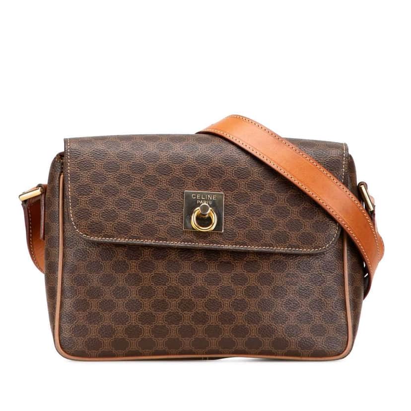 Celine Macadam Coated Canvas Crossbody Brown Canvas Good condition - Front View