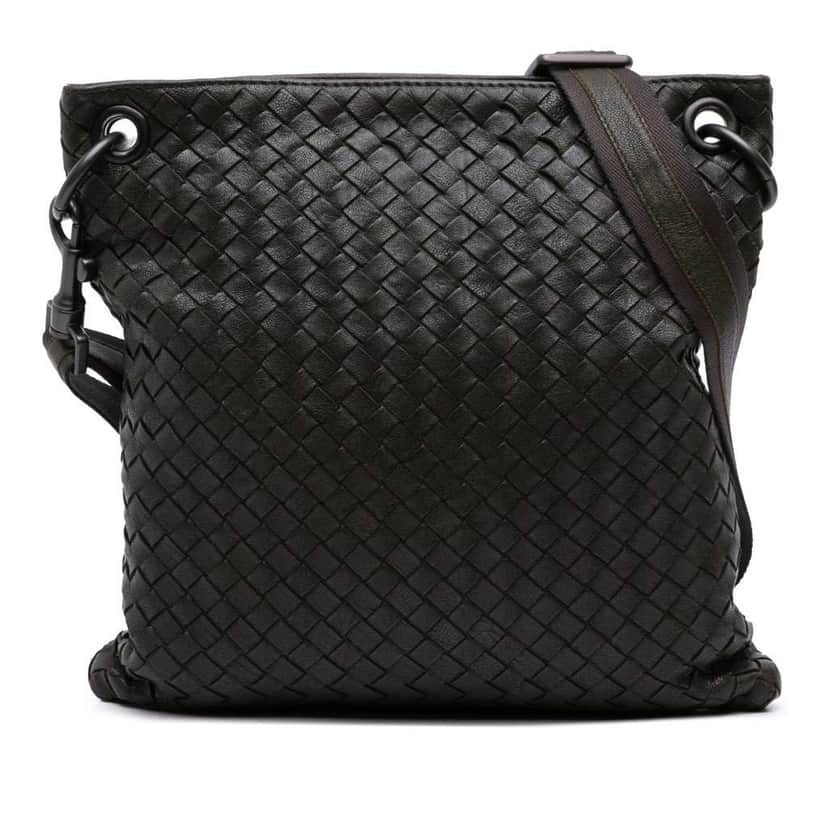 Bottega Veneta Nappa Intrecciato Crossbody Green Leather Good condition - Front View