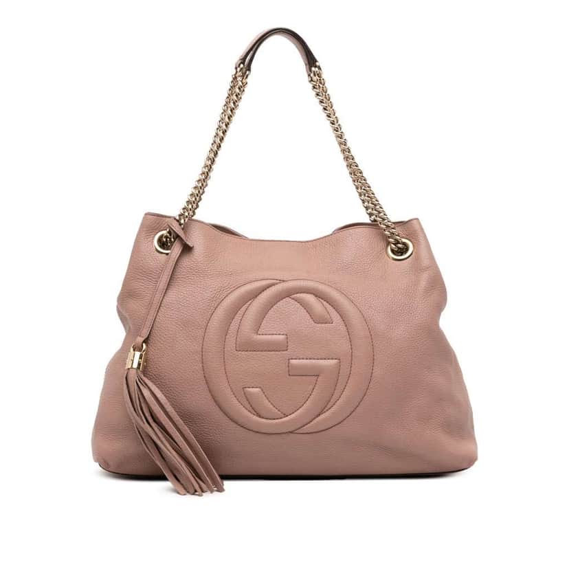 Gucci Medium Leather Soho Chain Tote Pink Leather Good condition - Front View