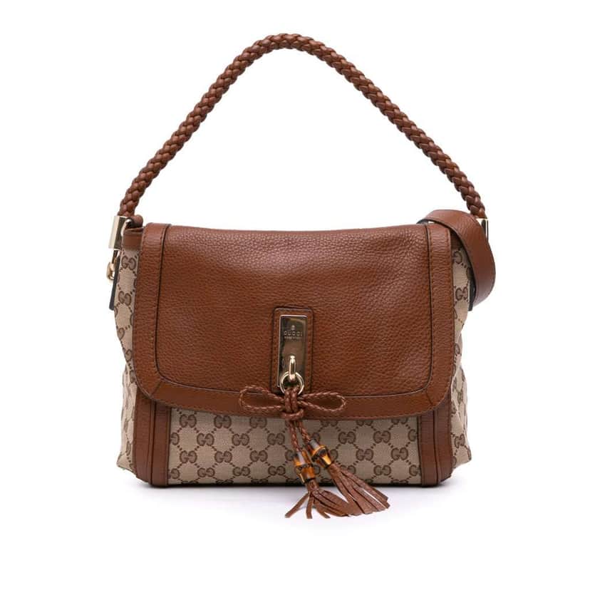 Gucci GG Canvas Bella Flap Satchel Brown Canvas Good condition - Front View