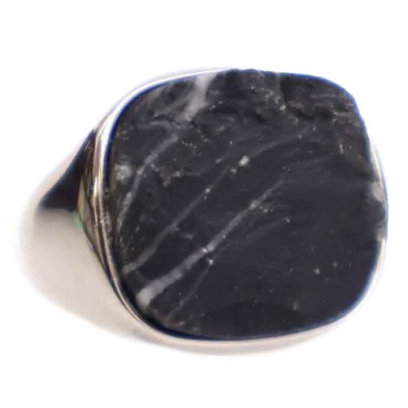 Louis Vuitton Silver Plated Gemstone Signet Ring L Black Metal Good condition - Front View