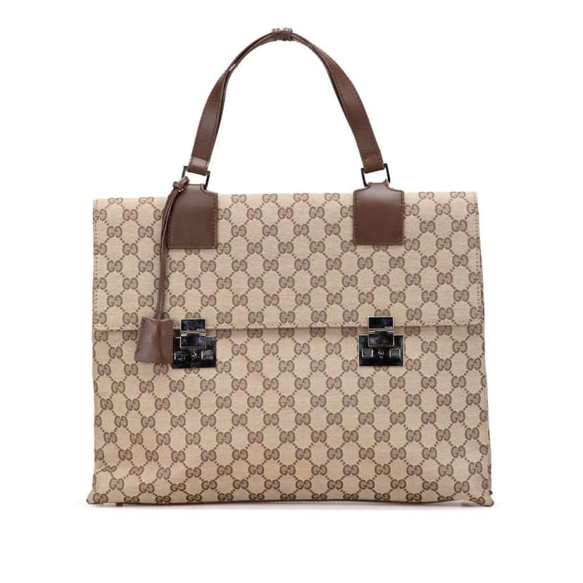 Gucci GG Canvas Business Bag Brown Canvas Good condition - Front View