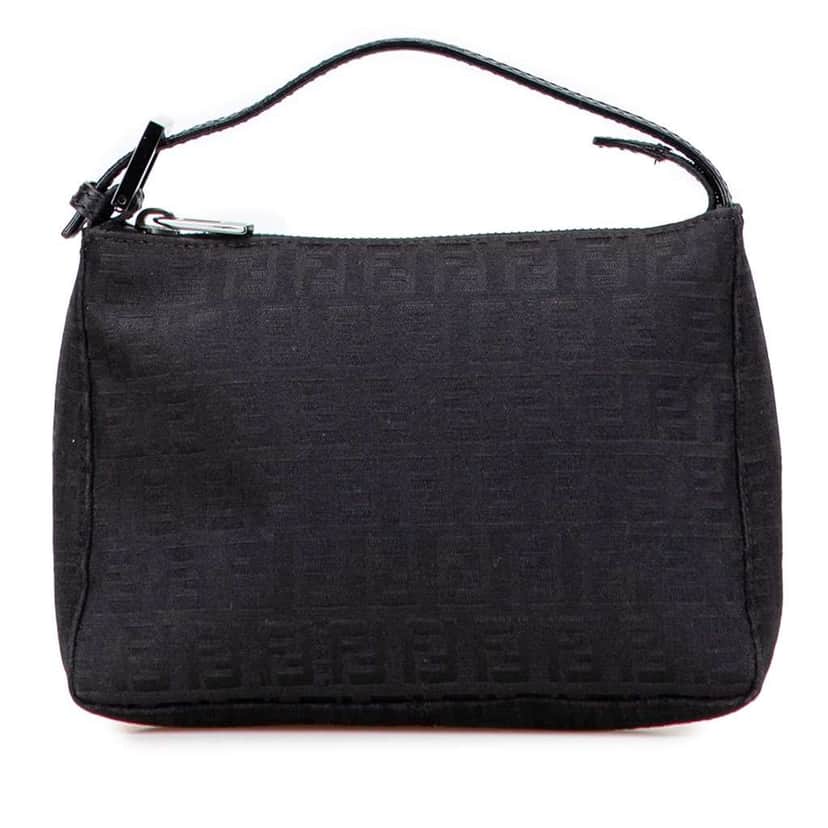Fendi Zucchino Canvas Handbag Black Canvas Good condition - Front View