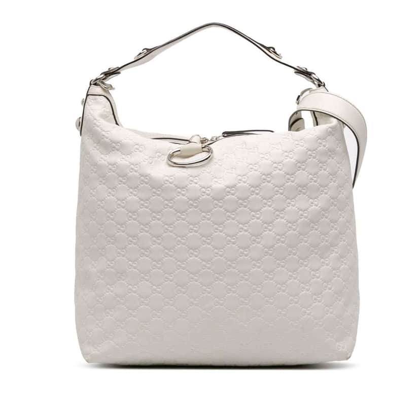 Gucci Large Guccissima Icon Bit Hobo White Leather Good condition - Front View