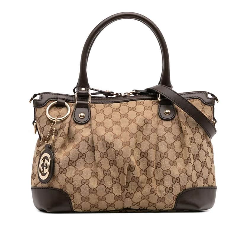 Gucci GG Canvas Sukey Satchel Brown Canvas Good condition - Front View