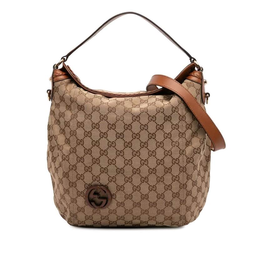 Gucci Medium GG Canvas Brick Lane Convertible Hobo Brown Canvas Good condition - Front View