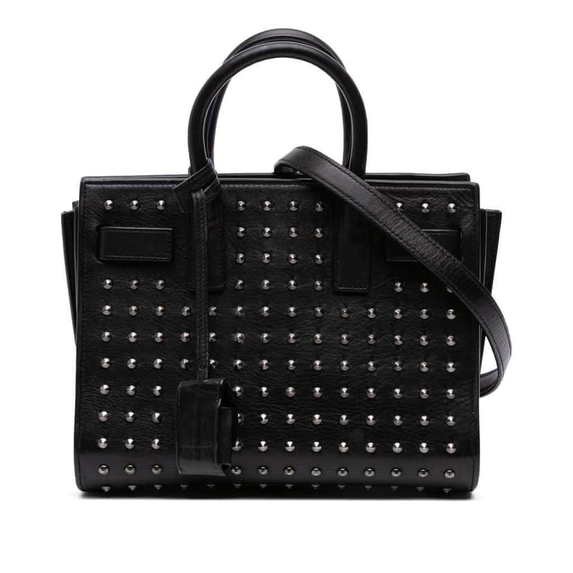 Saint Laurent Nano Studded Leather Sac de Jour Satchel Black Leather Good condition - Front View