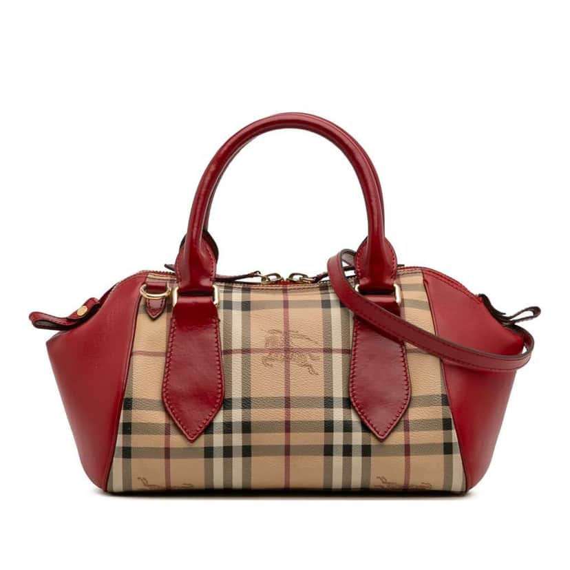 Burberry Small Haymarket Check Coated Canvas Blaze Satchel Brown Canvas Good condition - Front View