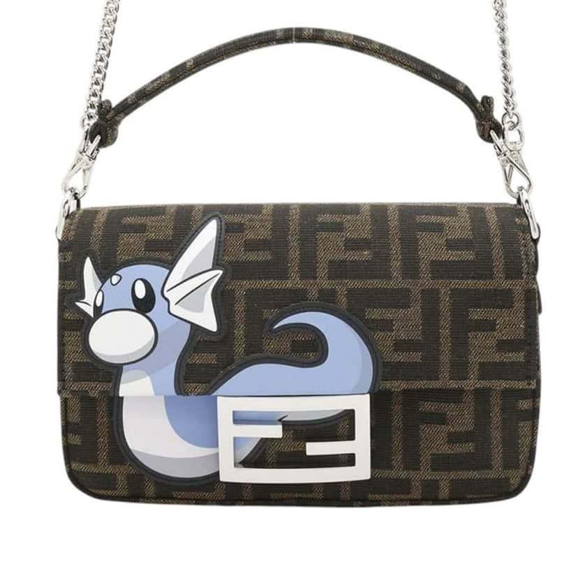 Fendi FRGMT Pokemon Mini Zucca Canvas Baguette Satchel Brown Canvas Good condition - Front View
