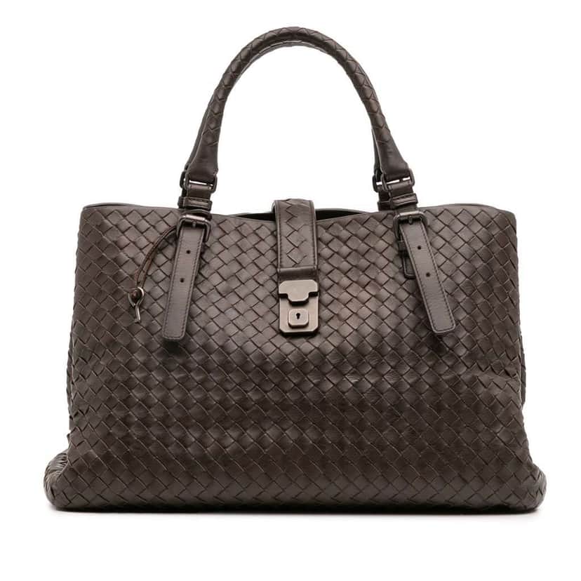 Bottega Veneta Medium Nappa Intrecciato Roma Tote Brown Leather Good condition - Front View