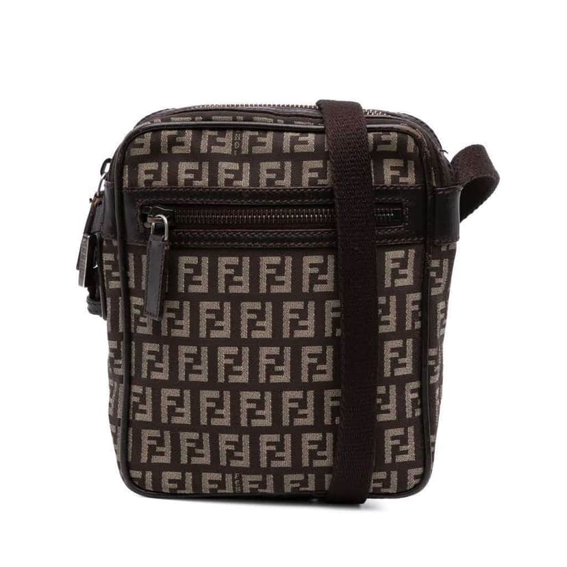 Fendi Zucchino Canvas Crossbody Brown Canvas Good condition - Front View