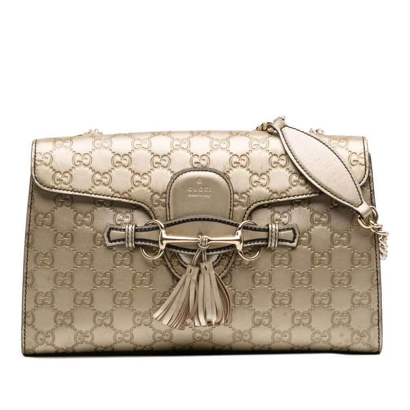 Gucci Medium Guccissima Emily Shoulder Bag Gold Leather Good condition - Front View