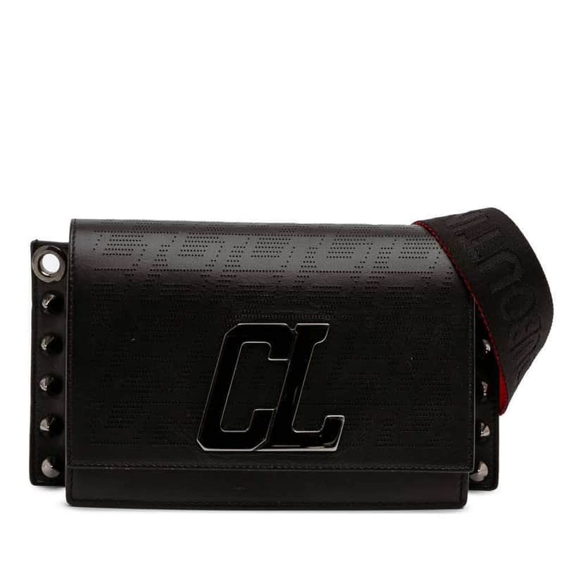 Christian Louboutin Leather Wallstrap Monogram Messenger Bag Black Leather Good condition - Front View