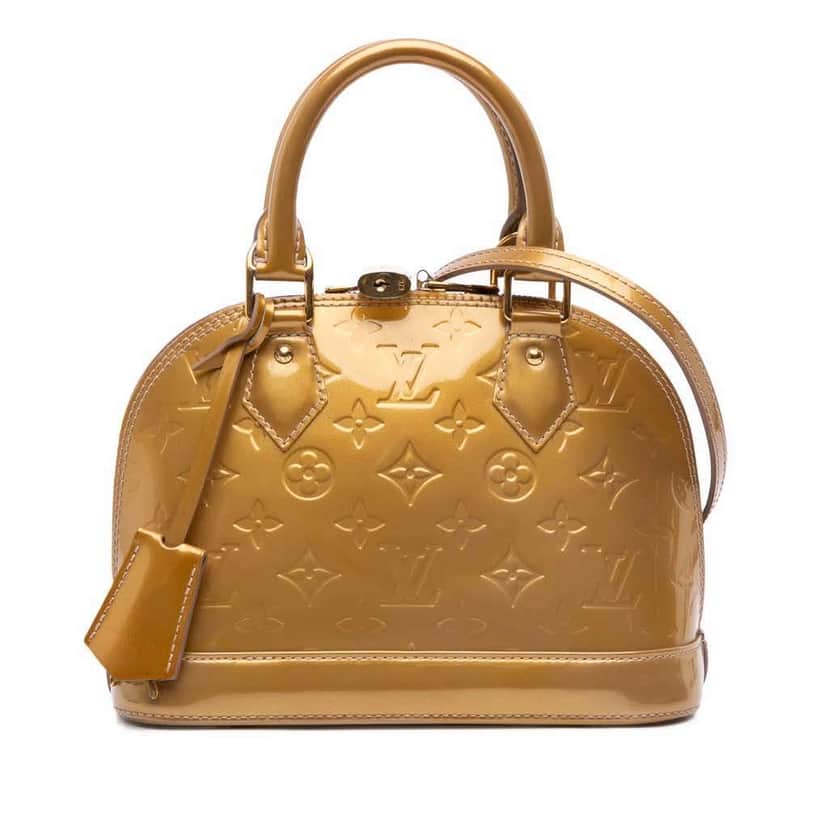 Louis Vuitton Monogram Vernis Alma BB Gold Leather Good condition - Front View