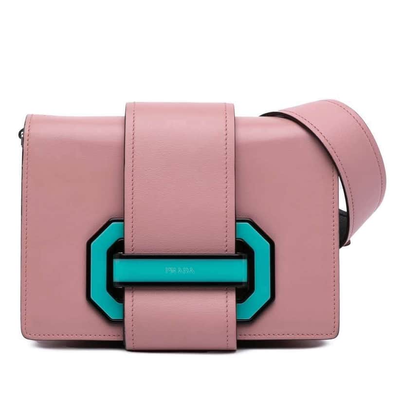 Prada City Calf Plex Ribbon Crossbody Pink Leather Good condition - Front View