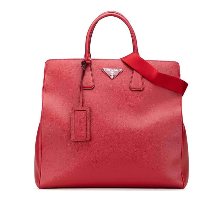 Prada Saffiano Cuir Tote Red Leather Good condition - Front View