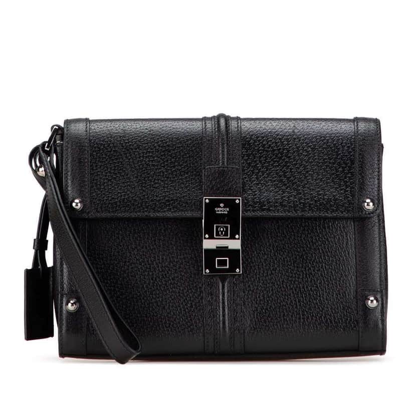 Gucci Studded Leather Clutch Black Leather Good condition - Front View