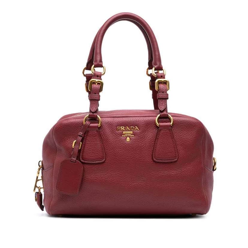 Prada Vitello Daino Bauletto Red Leather Good condition - Front View