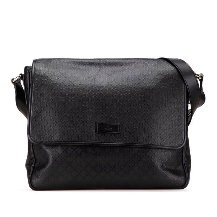 Gucci Diamante Leather Bright Hilary Lux Flap Crossbody Black Leather Good condition - Front View