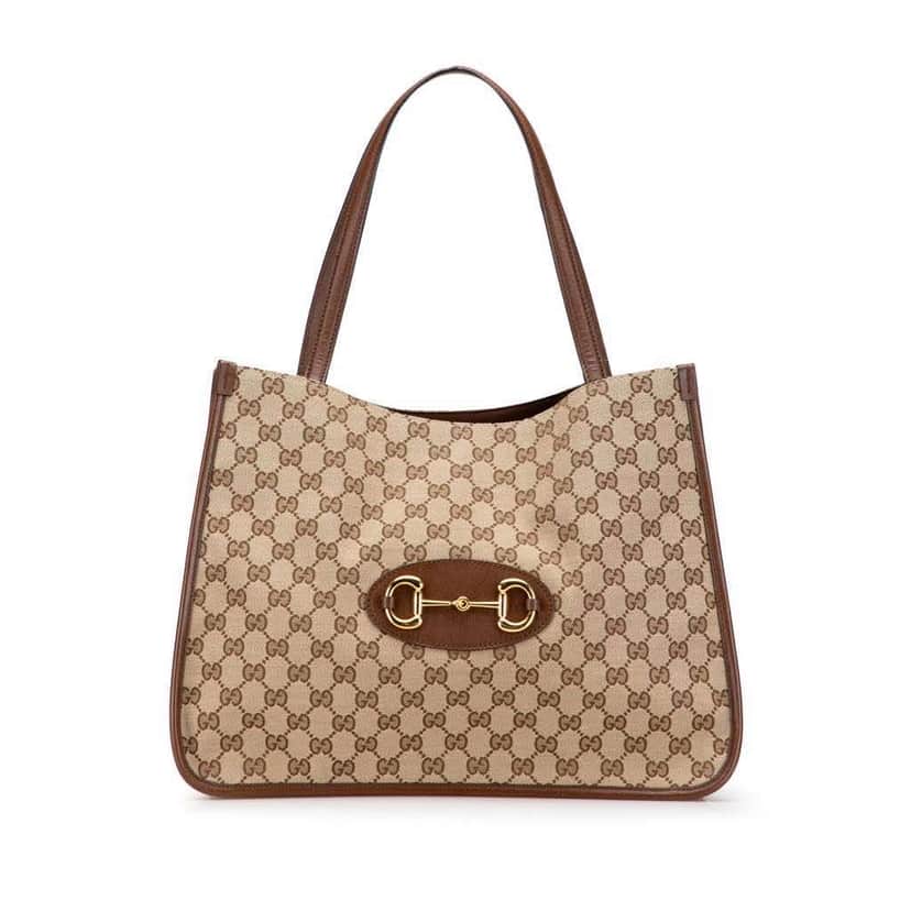 Gucci Medium GG Canvas Horsebit 1955 Tote Brown Canvas Good condition - Front View