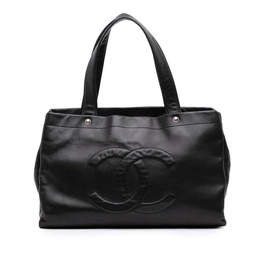 Chanel CC Caviar Tote Black Leather Good condition - Front View