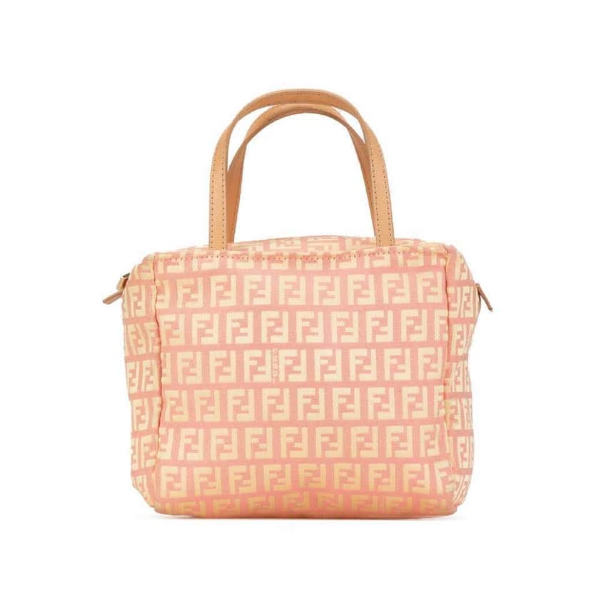 Fendi Mini Zucchino Canvas Handbag Pink Canvas Good condition - Front View