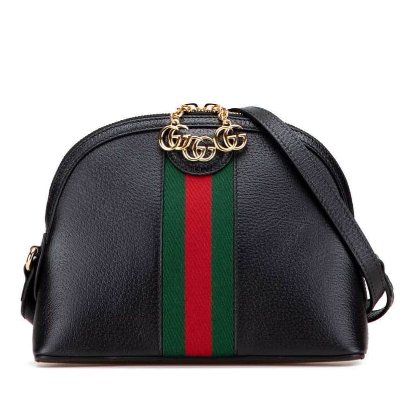 Gucci Small Calfskin Ophidia Dome Crossbody Black Leather Good condition - Front View