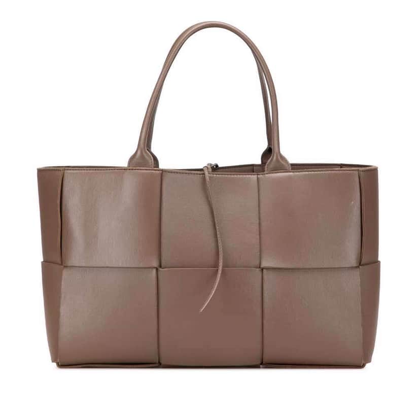 Bottega Veneta Medium Nappa Maxi Intrecciato Arco Tote Brown Leather Good condition - Front View