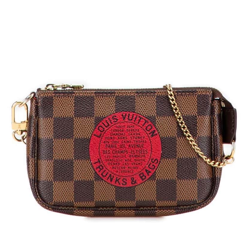 Louis Vuitton Damier Ebene Trunks and Bags Mini Pochette Accessoires Brown Canvas Good condition - Front View
