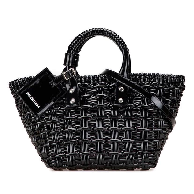 Balenciaga XS Faux Leather Bistro Basket Bag Black Polyester Good condition - Front View