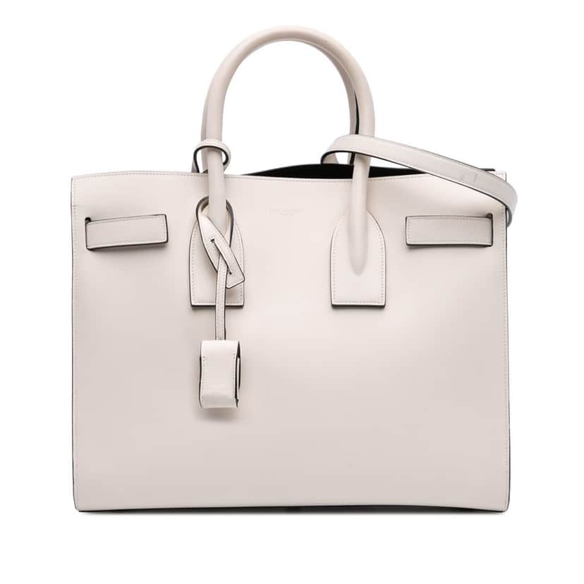 Saint Laurent Small Leather Sac De Jour Satchel White Leather Good condition - Front View