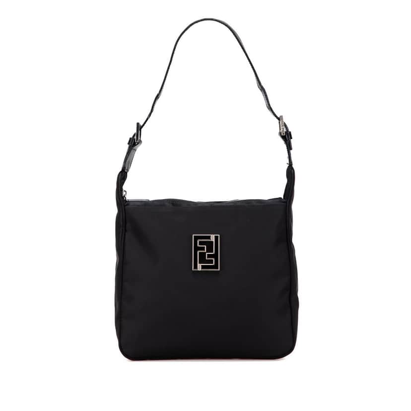 Fendi Nylon FF Shoulder Bag Black Good condition - Front View