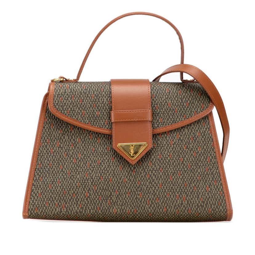 Saint Laurent Coated Canvas Satchel Green Canvas Good condition - Front View