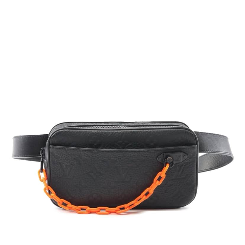 Louis Vuitton Monogram Taurillon Uniformes Solar Ray Soft Pochette Volga Belt Bag Black Leather Good condition - Front View