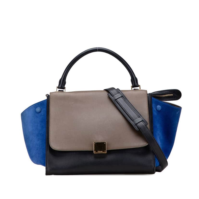 Celine Medium Tricolor Leather Trapeze Satchel Black Leather Good condition - Front View