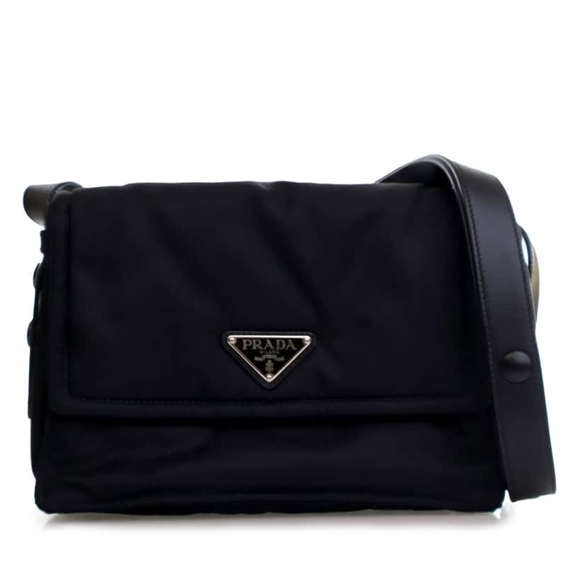 Prada Small Re Nylon Padded Traveller Shoulder Bag Black Good condition - Front View
