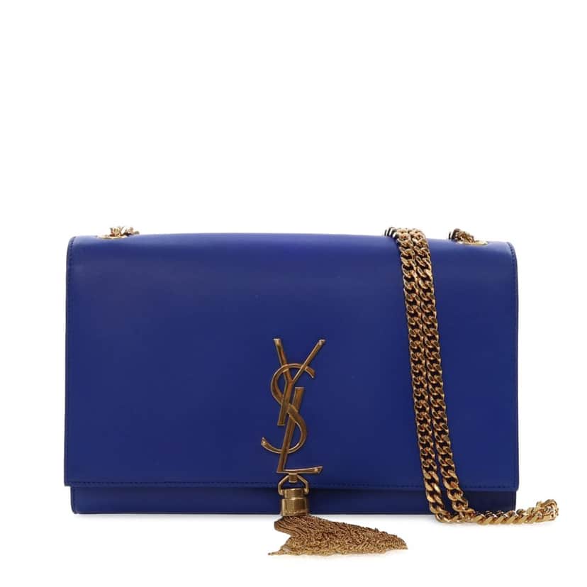 Saint Laurent Medium Smooth Calfskin Monogram Kate Tassel Crossbody Blue Leather Good condition - Front View