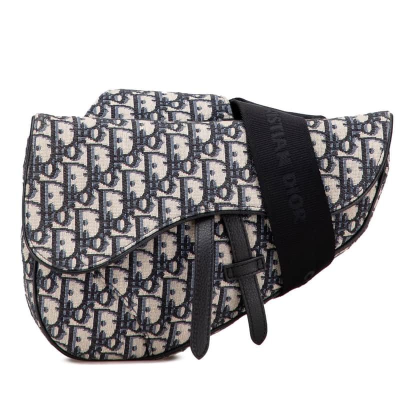 Dior Oblique Canvas Saddle Crossbody Blue Canvas Good condition - Front View