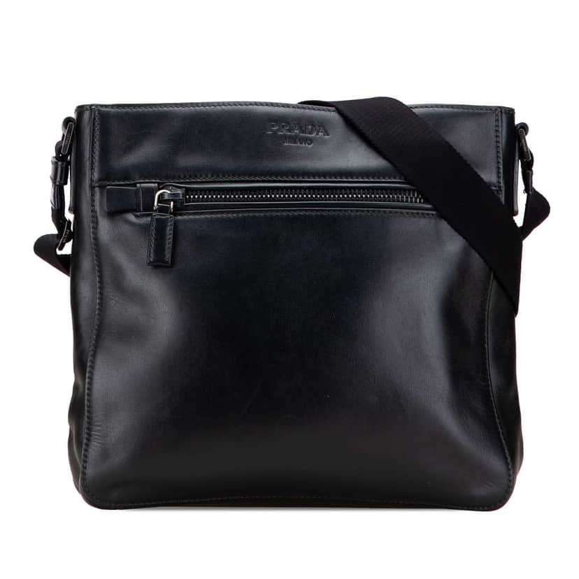 Prada Soft Calf Crossbody Black Leather Good condition - Front View