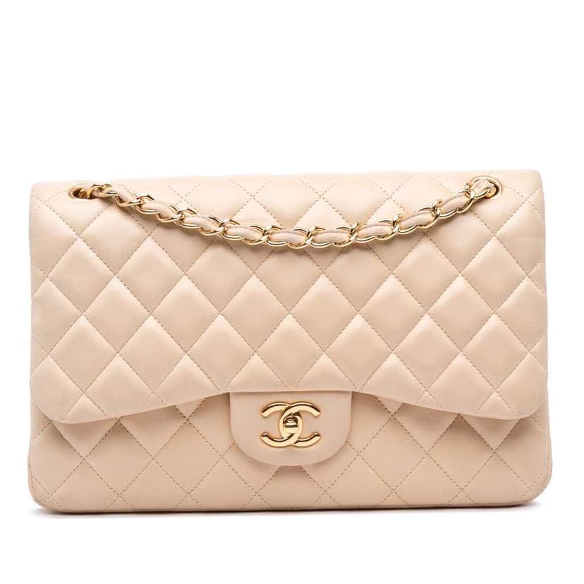 Chanel Jumbo Classic Lambskin Double Flap Brown Leather Good condition - Front View