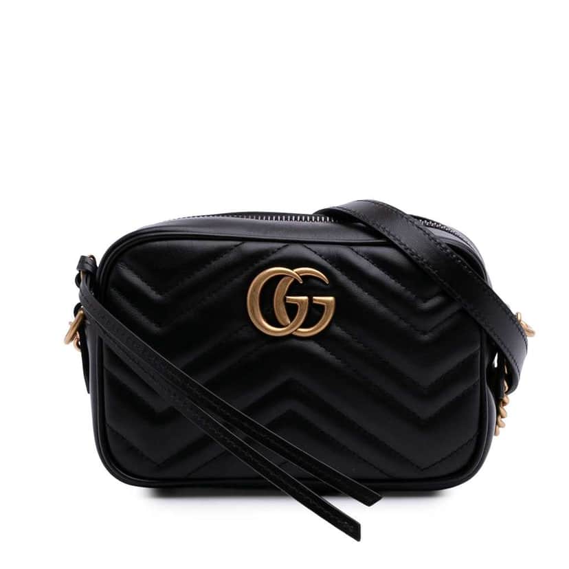 Gucci Mini GG Marmont Matelasse Leather Crossbody Black Leather Very good condition - Front View