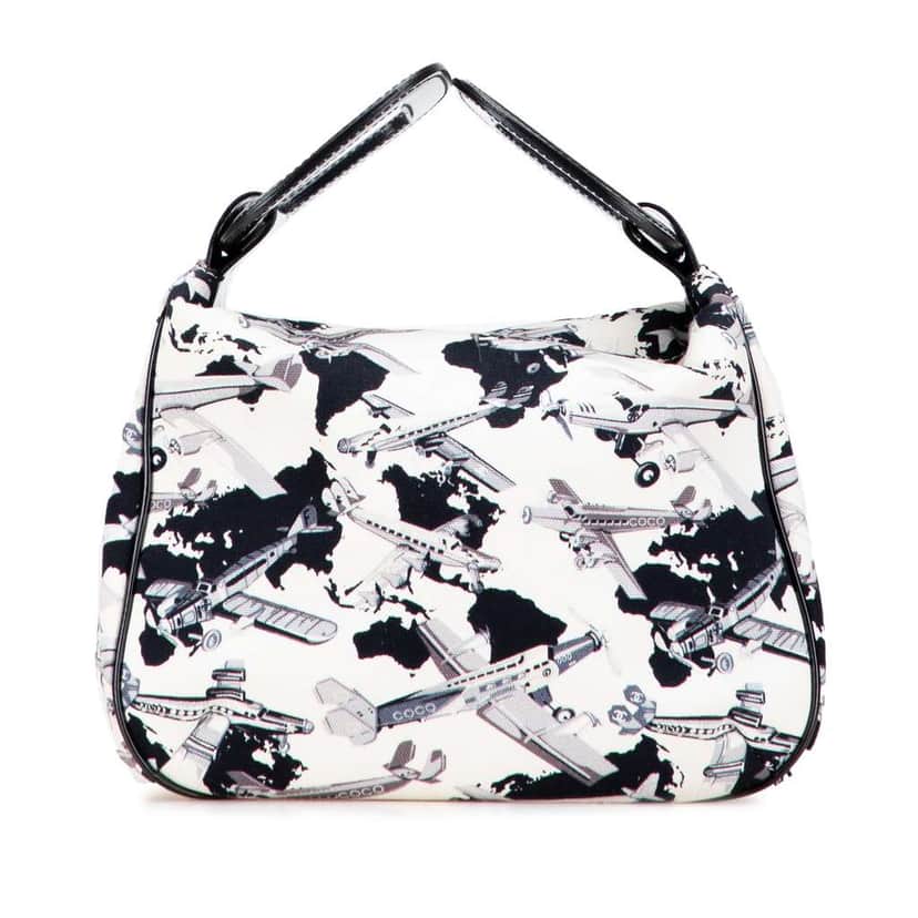 Chanel Printed Canvas Coco Airline Handbag White Canvas Good condition - Front View