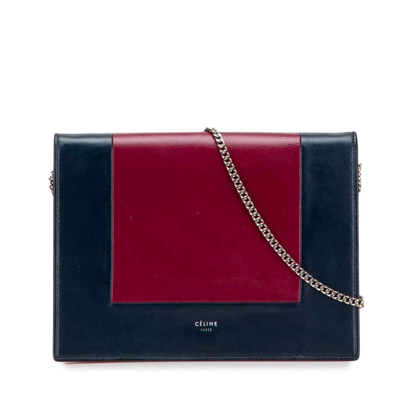 Celine Leather Frame Wallet on Chain Red Leather Good condition - Front View