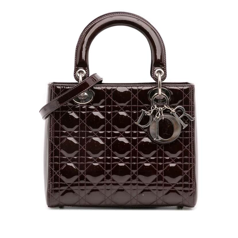 Dior Medium Patent Cannage Lady Dior Red Leather Good condition - Front View
