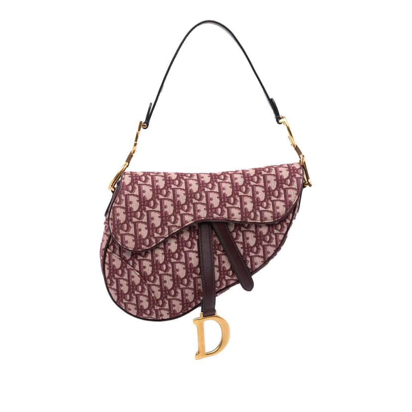 Dior Mini Oblique Canvas Saddle Bag Red Canvas Good condition - Front View